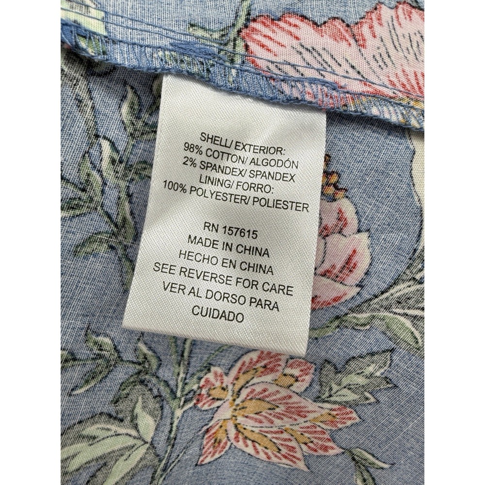 Joie Women Sz 16 Floral Puff Sleeve Dress Boho Blue Button Front Pockets Shift - Picture 10 of 12
